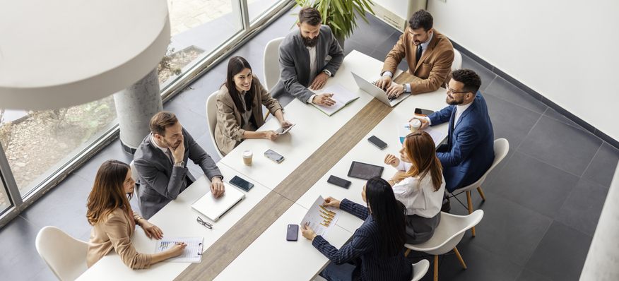 Executive leadership meeting in a private equity environment